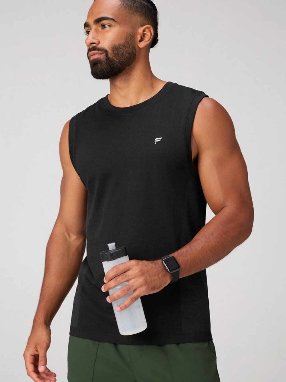 Fabletics The Training Day Muscle Tank Mens M Black Sleeveless Gym Vest New